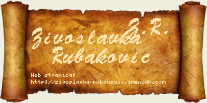 Živoslavka Rubaković vizit kartica